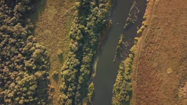 Drohnenaufnahmen Flucht Über Den Fluss Russland — Stockvideo