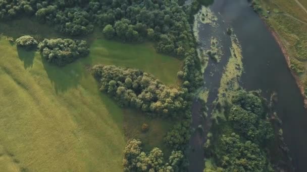 无人机镜头 在俄罗斯河上飞行 — 图库视频影像