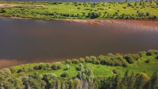 Vue Par Drone Sur Une Grande Rivière Russie — Video