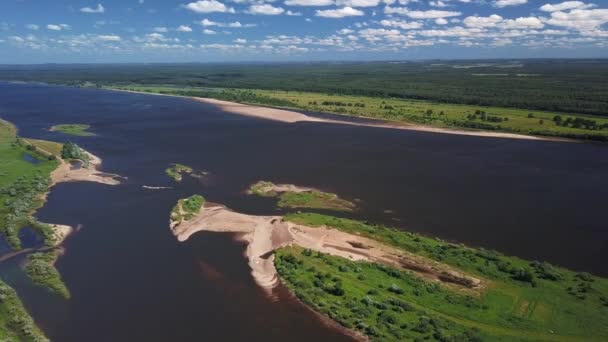 Drone Vista Sobre Gran Río Rusia — Vídeos de Stock