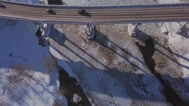 Drone Vista Strada Inverno — Video Stock