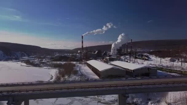 Drohnenblick Auf Straße Winter — Stockvideo