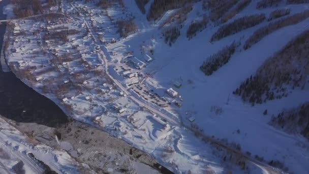 Drone Vista Strada Inverno — Video Stock