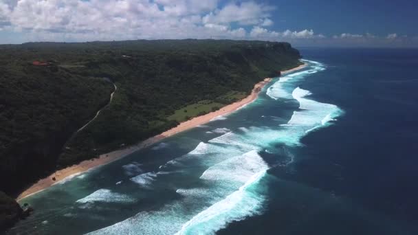 Drone Vista Sulla Spiaggia Nyang Nyang Bali Indonesia — Video Stock