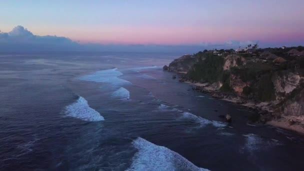 Zonsondergang Tijd Uluwatu Strand Bali — Stockvideo