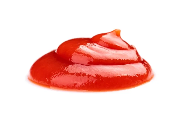 Salsa de tomate ketchup rojo primer plano aislado sobre fondo blanco — Foto de Stock