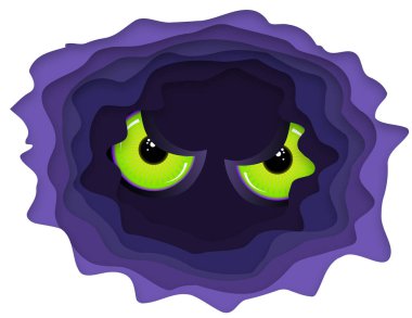 Duvardaki bir delikten bakarken canavar gözleri gösteren duvar ürkütücü çizim delik