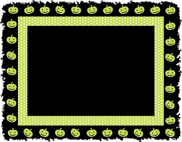 Halloween Gingham Patterned Frame Pumpkin Grunge Border — Stock Vector