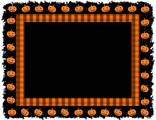 Halloween Pumpkin Gingham Frame — Stock Vector