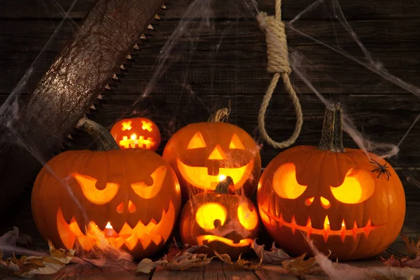 Halloween dovleac cap Jack pe fundal din lemn — Fotografie, imagine de stoc