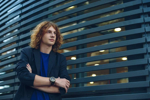 Model man with reddish curly hair — Stock Photo, Image