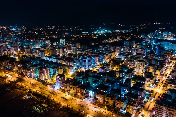 Arial view night city lights city of Turkey — Stock Photo, Image