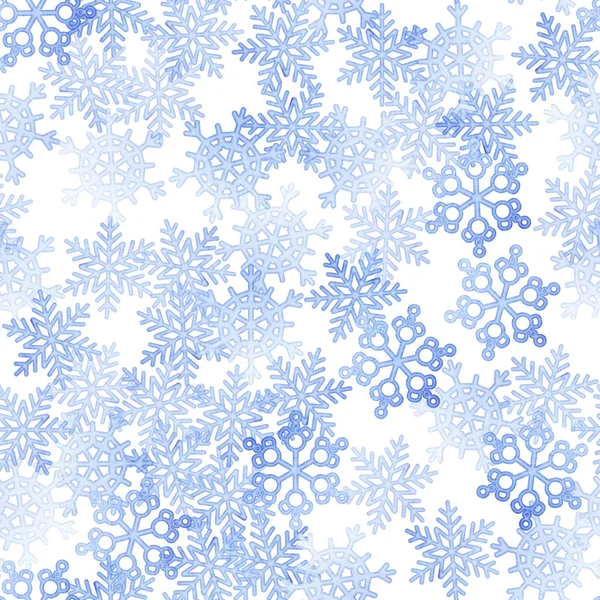 Bezszwowy Wzór Akwareli Płatkami Śniegu — Zdjęcie stockowe