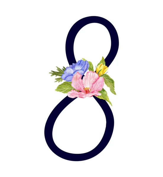 Conjunto floral numeral 8 — Foto de Stock