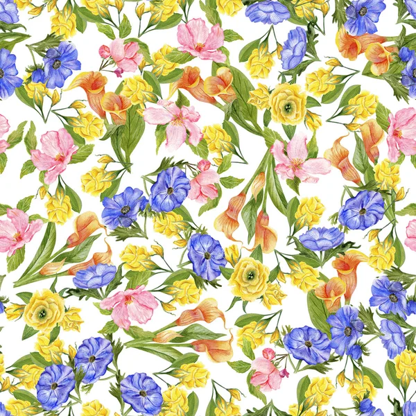 Jarní květinový akvarel vzor — Stock fotografie