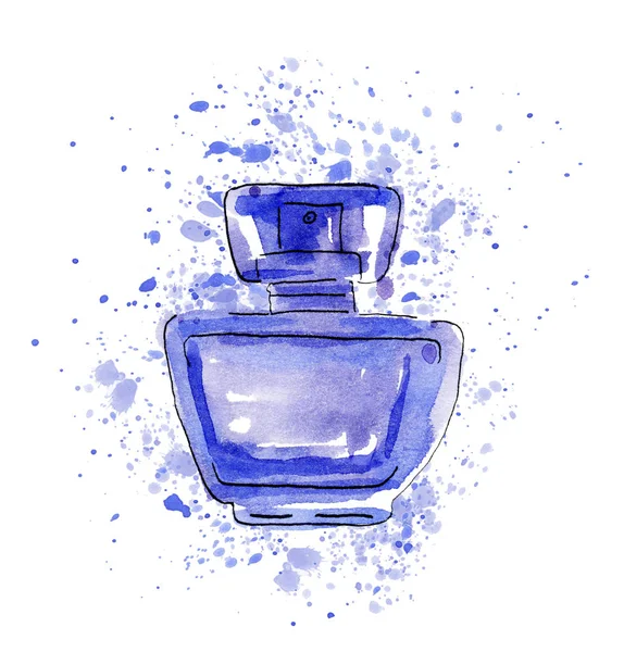 Perfume azul com gotas — Fotografia de Stock