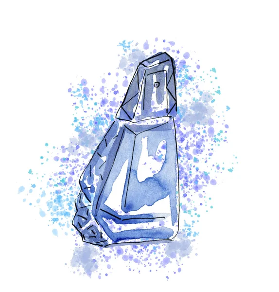 Perfume azul cristal con gotas — Foto de Stock