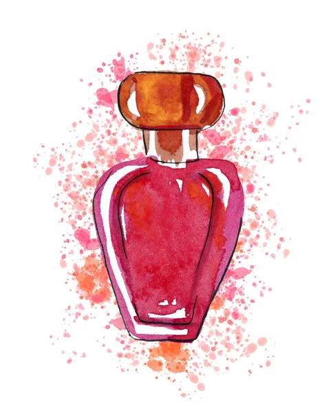 Magenta perfumy z kroplami — Zdjęcie stockowe