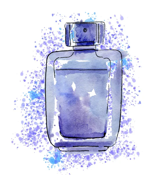Pale blue parfum met druppels — Stockfoto