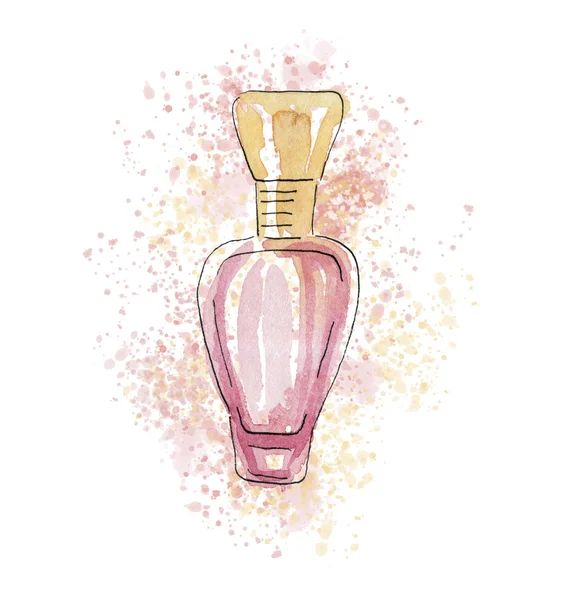 Perfume rosa com gotas — Fotografia de Stock