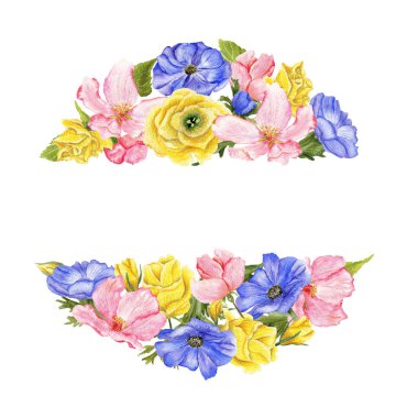 suluboya çiçek çerçevesi