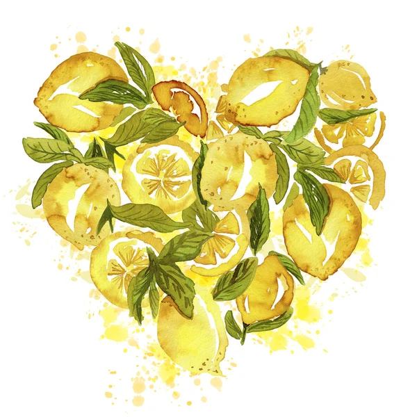 Coração em forma de limão definido — Fotografia de Stock