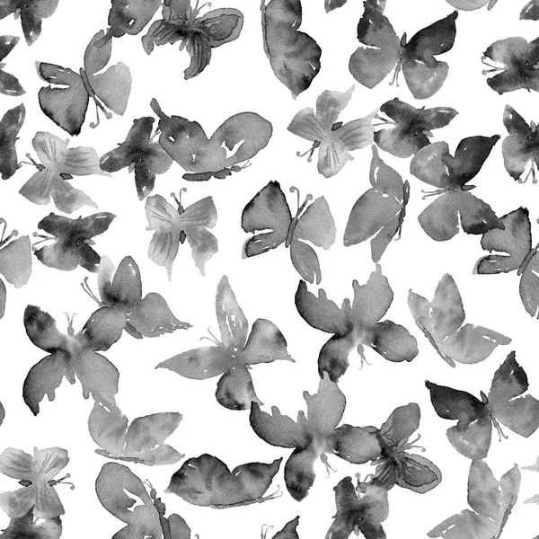 Pattern with black and white butterflies — Φωτογραφία Αρχείου