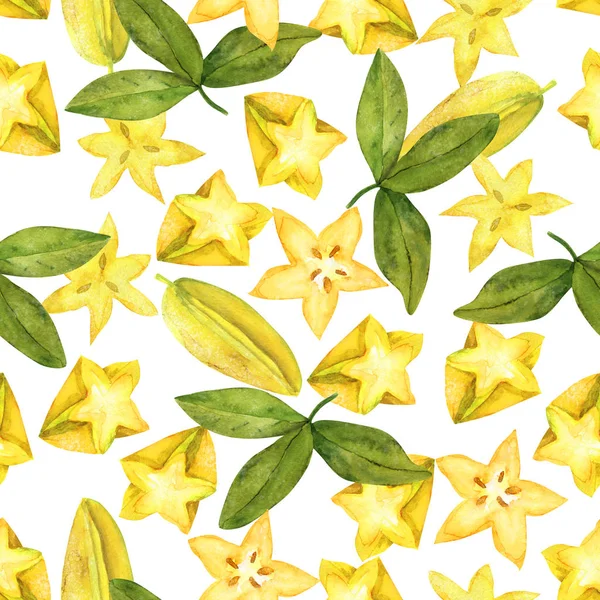 白地 Starfruit パターン — ストック写真