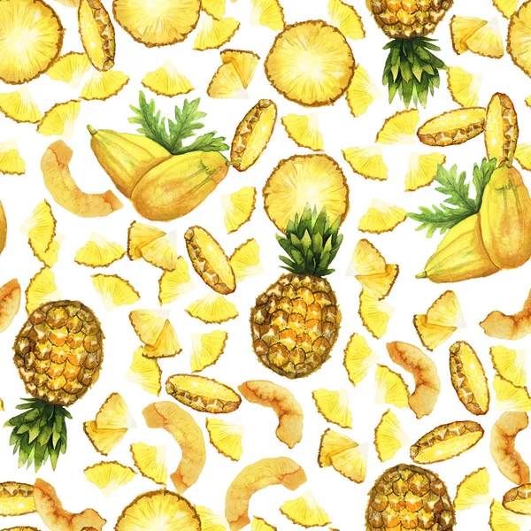 Ananas och papaya tropic mönster — Stockfoto