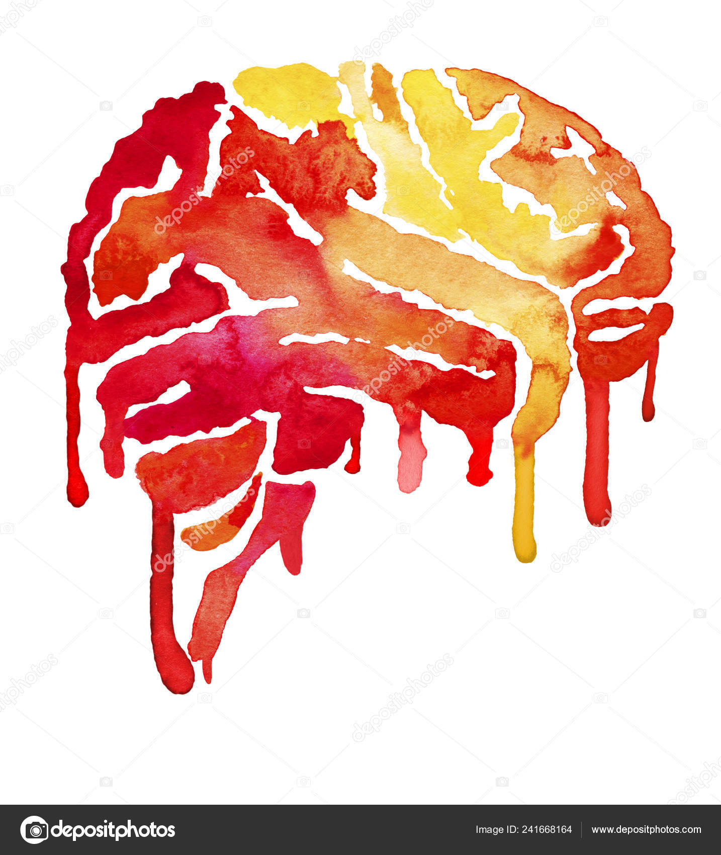 Red and yellow brain with paint smudges Stock Illustration by ©kusandra  #241668164
