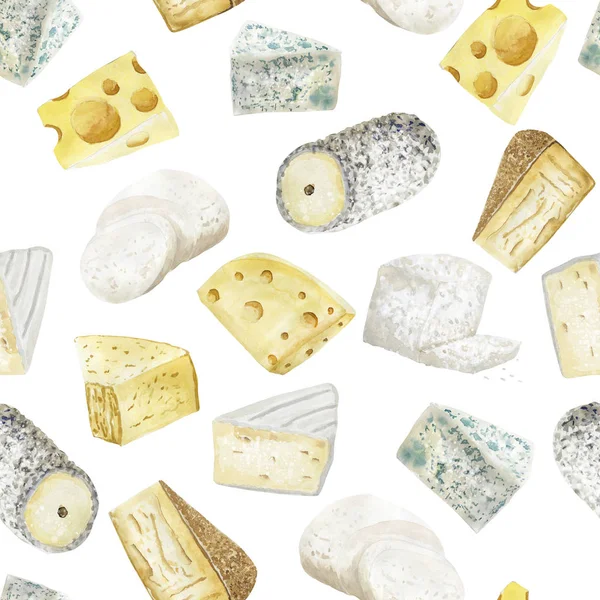 stock image Watercolor seamless pattern with cheese