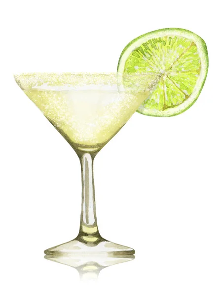 Cocktail daiquiri aquarela desenhado à mão no fundo branco — Fotografia de Stock