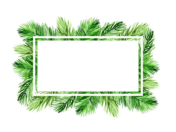 Akwarela ramka pozioma z palm liści i miejsce dla tekstu — Zdjęcie stockowe