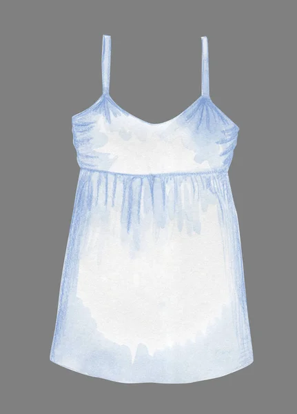 White watercolor mini dress template for design isolated on grey