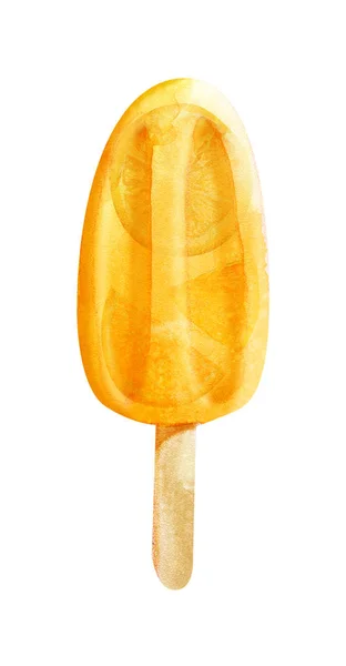 Сочное апельсиновое фруктовое мороженое, выделенное на белом — стоковое фото