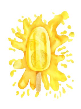 Boya Splash üzerinde suluboya parlak limon dondurma