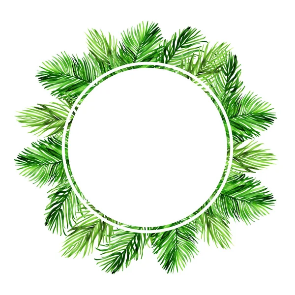 Aquarel cirkelframe met palmbladeren en plaats voor tekst — Stockfoto
