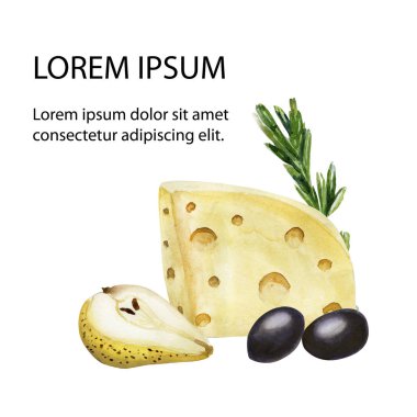 Suluboya ile tasarım şablonu ve metin için yer peynir