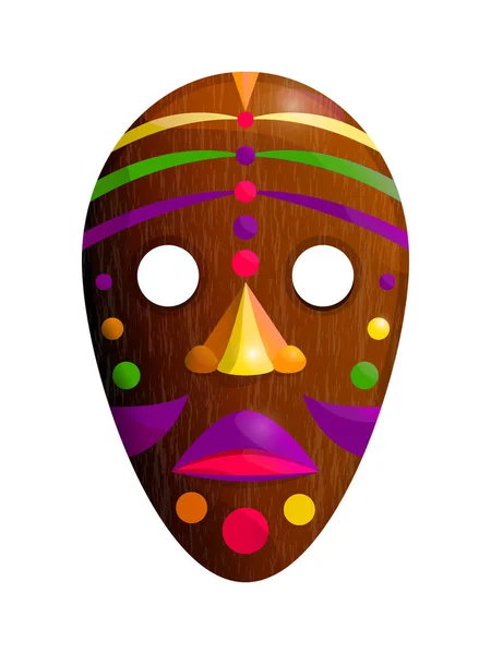 Realistic african wooden mask isolated on white — Stock Vector