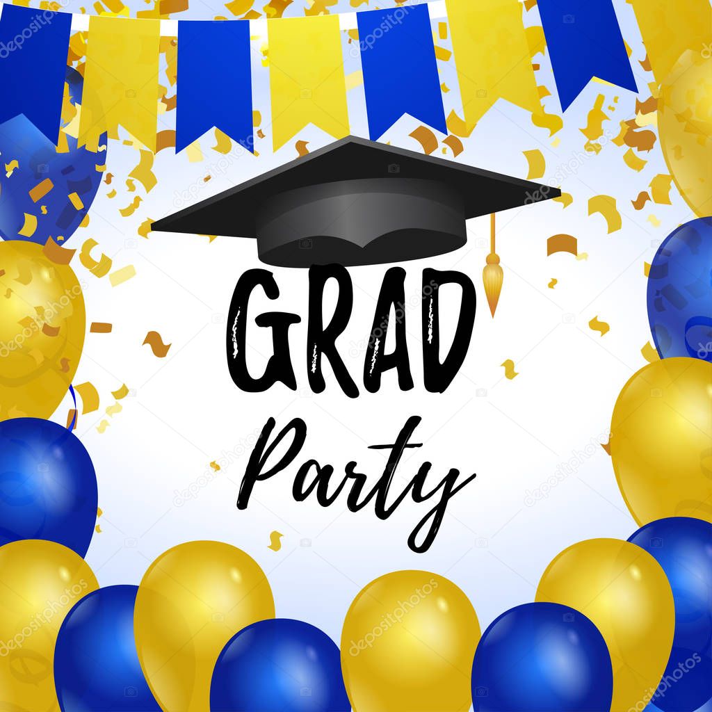 Grad party vector square template for social networks