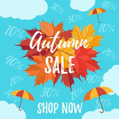 Sosyal ağlar için Sonbahar satış vektör kare şablonu