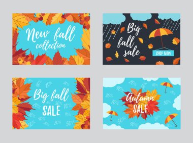 Yaprak ve metin ile Sonbahar satış yatay el ilanları