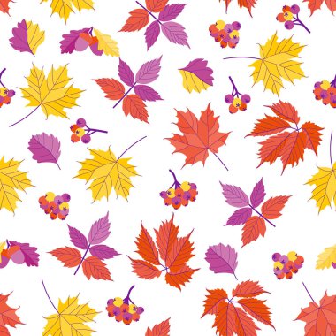 Beyaz arka planda parlak sonbahar dikişsiz desen