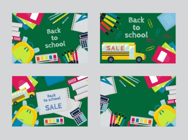 Geri okul vektör yatay broşürler