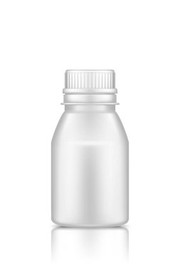 Plastik kavanoz modeli beyaz arka planda izole edilmiş. Paket tasarımı