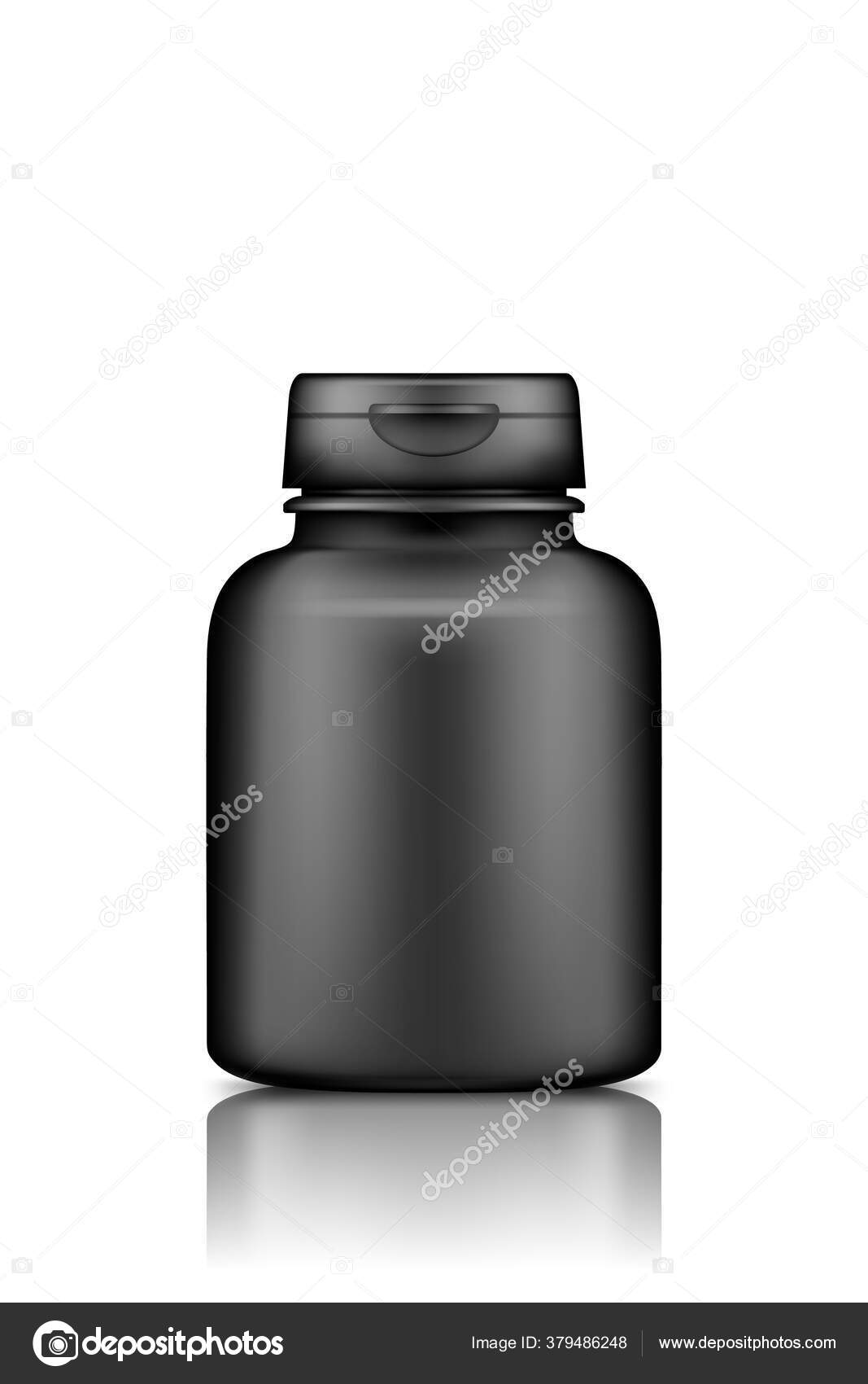 Download Black Plastic Jar Mockup Isolated On White Background Vector Image By C Kusandra Vector Stock 379486248