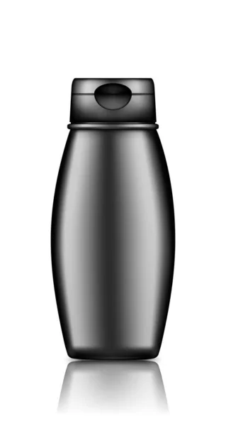 Mockup bottiglia cosmetica nera isolata dallo sfondo: gel doccia, shampoo, lozione, crema, detergente — Vettoriale Stock