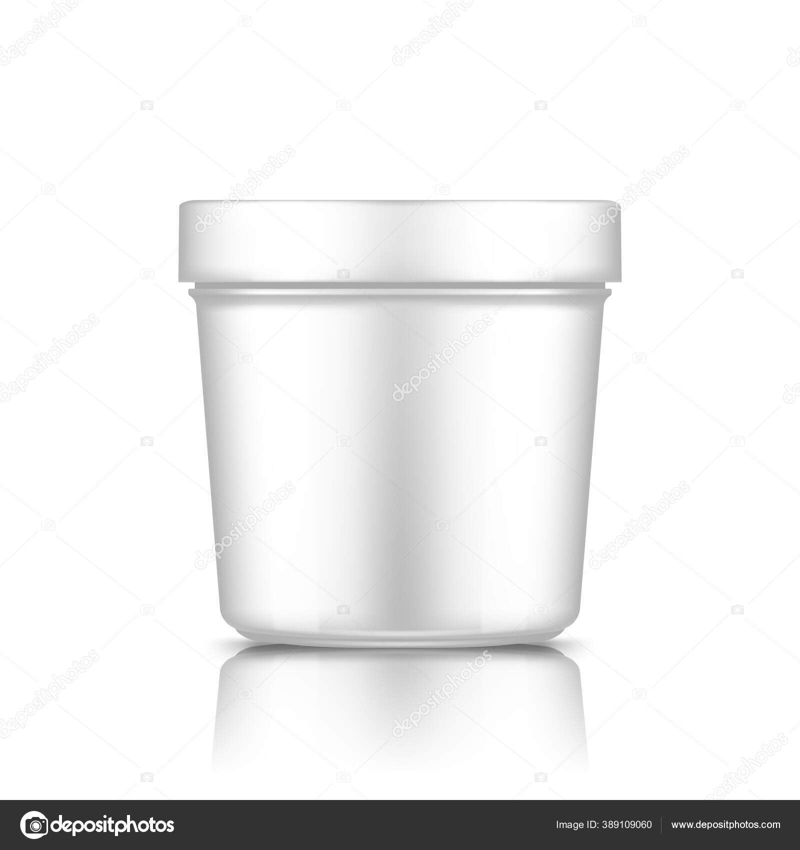 Download White Plastic Bucket Mockup Isolated From Background Ice Cream Butter Or Yogurt Container Vector Image By C Kusandra Vector Stock 389109060