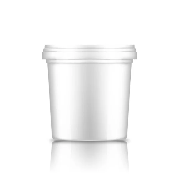 Bucket with cap mockup: ice cream, yoghurt, mayonnaise, paint, or putty container — Stock Vector