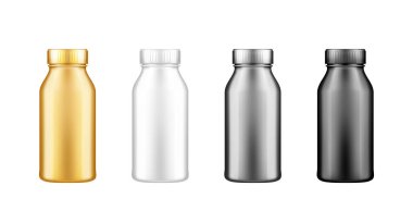 Yoğurt, süt, meyve suyu veya kapaklı şampuan şişesi beyaz arka planda izole edilmiş..